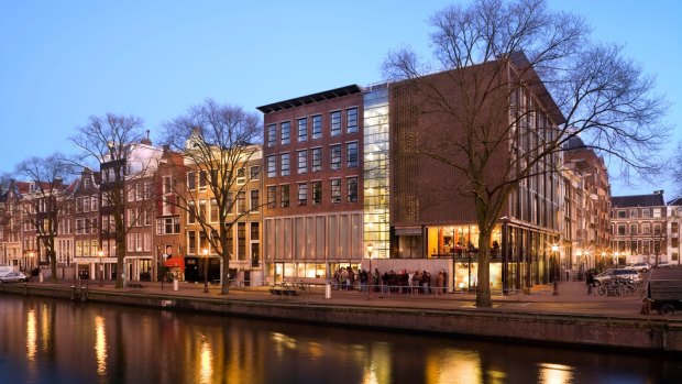 Anne Frank House and Museum on the Prinsengracht Canal in Amsterdam.