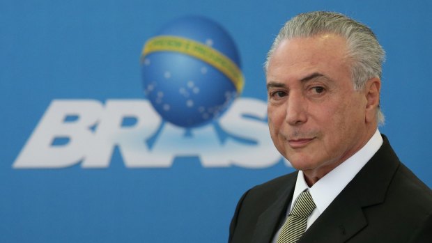 Brazil's acting President Michel Temer at the inauguration ceremony of new presidents of state companies, in Brasilia, last week.