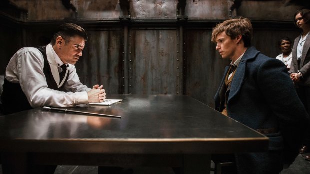Colin Farrell, left, and Eddie Redmayne in a scene from Fantastic Beasts and Where to Find Them.