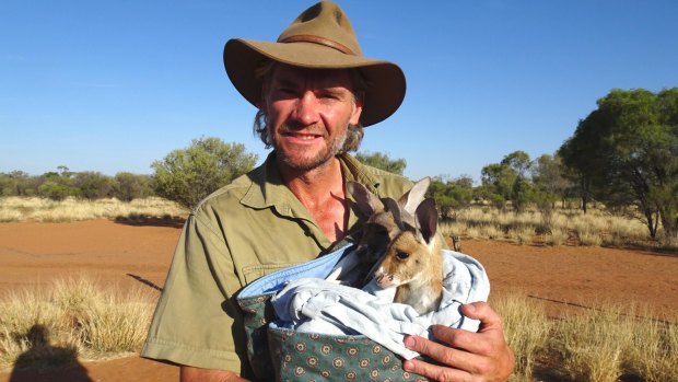 Chris Barns at the Alice Springs Kangaroo Sanctuary.