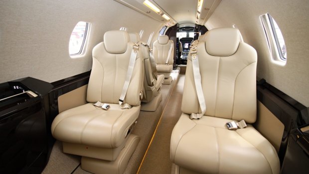 The interior of the Learjet 45.