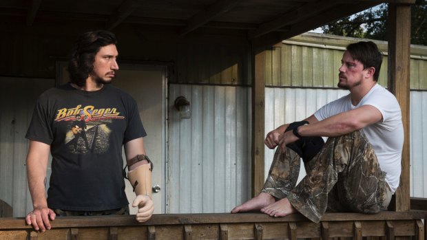 Adam Driver, left, and Channing Tatum in Logan Lucky. 