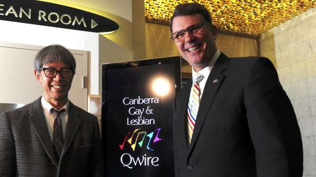 US ambassador John Berry and his partner Curtis Yee the day after the US Supreme Court legalised same-sex marriage in the US.