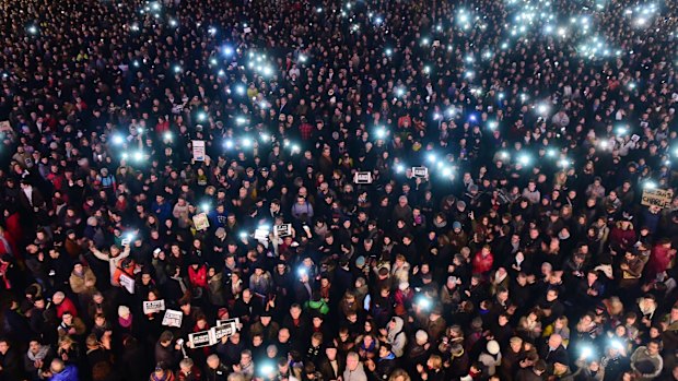 Thousands of people gather in Toulouse on to show their solidarity for the victims of the Paris attack.