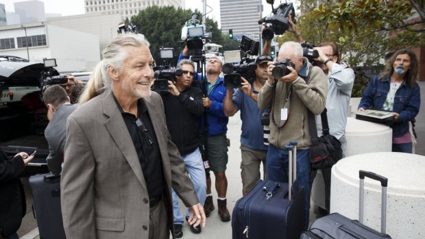 Mark Andes, a founding member of the band Spirit, arrives at federal court in Los Angeles for the <i>Stairway to Heaven</i> copyright case. 