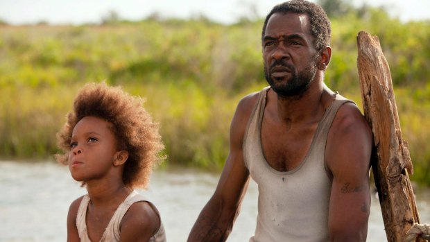 Link (Dwight Henry) and his daughter Hushpuppy (Quvenzhane Wallis) embark on a voyage upriver in Beasts of the Southern Wild.