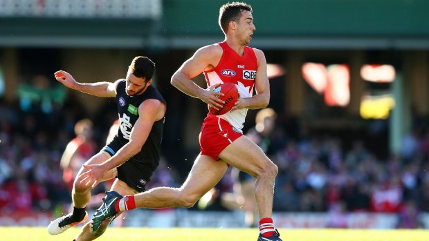 Spiritual home: Xavier Richards shows a clean pair of heels at the SCG, where the Swans will return to finals football after an 11-year absence.