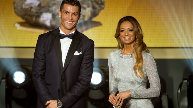 Cristiano Ronaldo, pictured with presenter Kate Abdo during the FIFA Ballon d'Or Gala in Zurich this week.