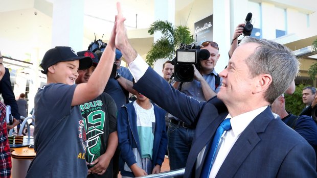 Opposition Leader Bill Shorten during a street walk in Queensland on Thursday.