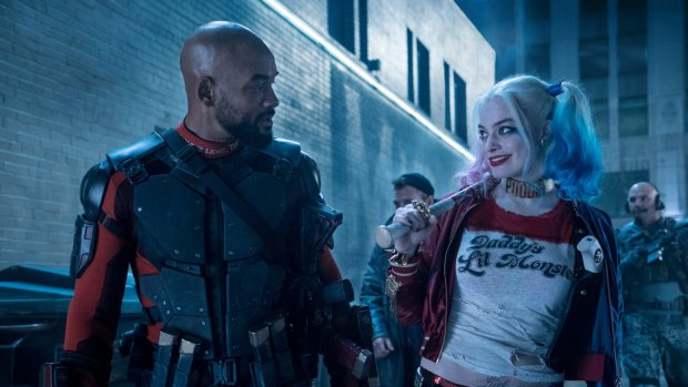 Will Smith as Deadshot and Margot Robbie as Harley Quinn.