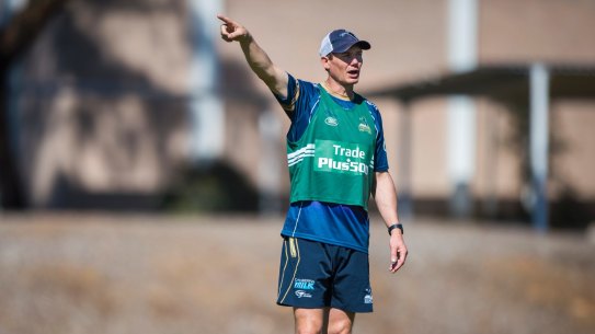 Brumbies Captain's Run. Head Coach Stephen Larkham. Photo: Dion Georgopoulos