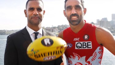 Bloods brothers: Michael O'Loughlin and Adam Goodes.