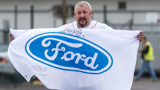 Laid-off Ford worker Nick Doria leaving the Broadmeadows plant at the end of his last shift, he's worked there for 22 years. 
