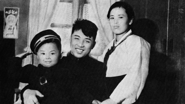 Kim's grandmother Kim Jong-suk, seen here with his grandfather Kim Il-sung, centre, and his father Kim Jong-il, left, was born on Christmas Eve. 