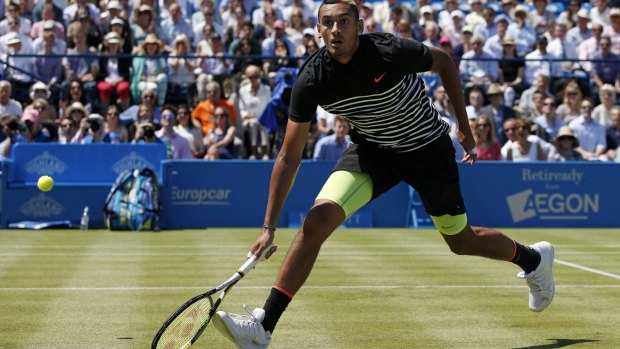 Hit and miss: Nick Kyrgios was off his game at Queens.