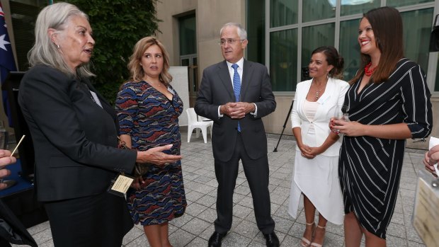 Marcia Langton (left) and Josephine Cashman's (second left) gave a keynote address at the Press Club in Canberra about the alarming statistics of indigenous domestic violence.