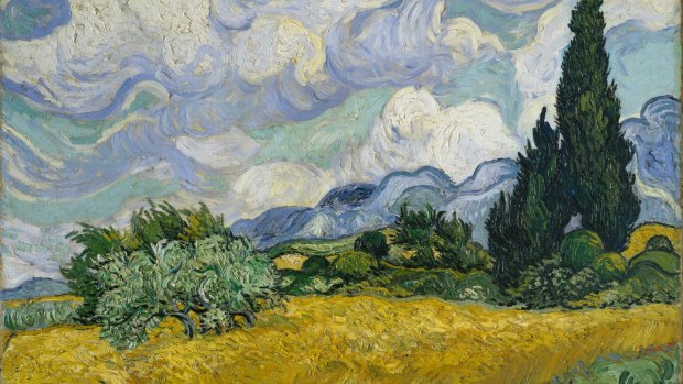 A Wheatfield with Cypresses by Vincent van Gogh.