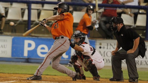 Canberra Cavalry catcher Ryan Miller hit two home runs against the Perth Heat, but the Cavs still lost.