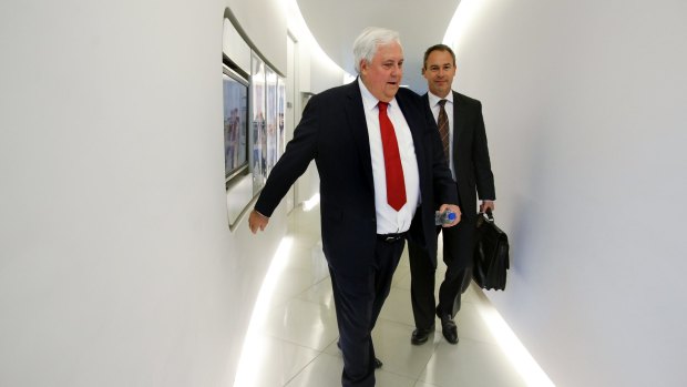 Clive Palmer and his media adviser, Andrew Crook.