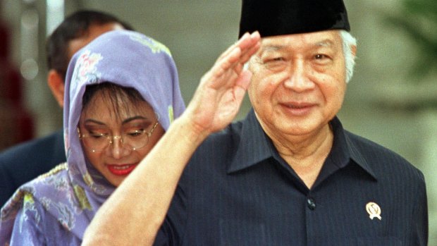 Former Indonesian President Suharto after announcing his resignation in May 1998.