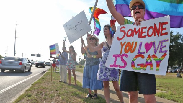 Same-sex marriage campaigners ahead of last year's historic Supreme Court ruling.