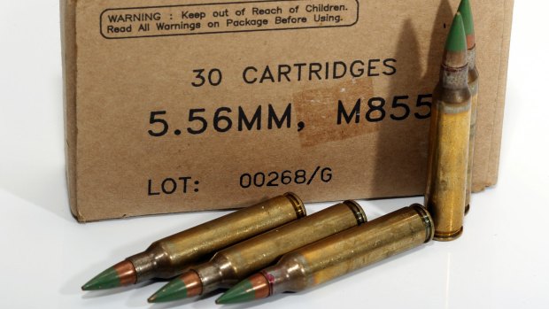 A move to ban green tip, cop-killer ammunition for pistols has been scuttled with the help of the NRA. Pictured: M855 5.56mm ammunition for rifles.