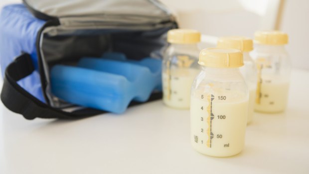 Expressed breast milk is being shared by women.