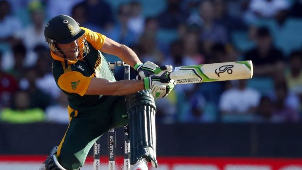 Majestic knock: AB de Villiers hits a six.