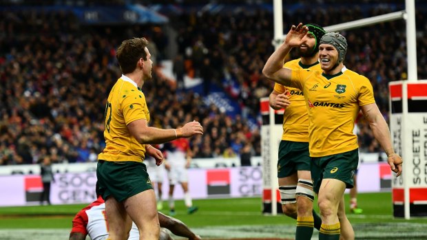 Inspirational: David Pocock led from the front yet again for the Wallabies.