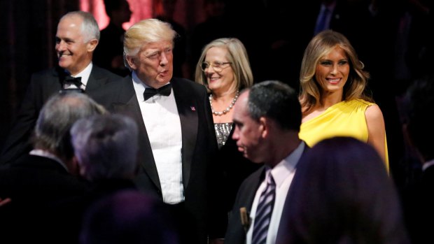 US President Donald Trump and first lady Melania Trump with Prime Minister Malcolm Turnbull and Lucy Turnbull in New York.