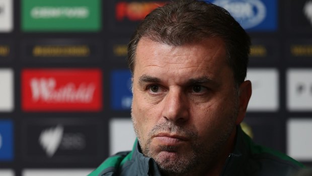 Socceroos Ange Postecoglou isn't happy with the Canberra Stadium playing surface.