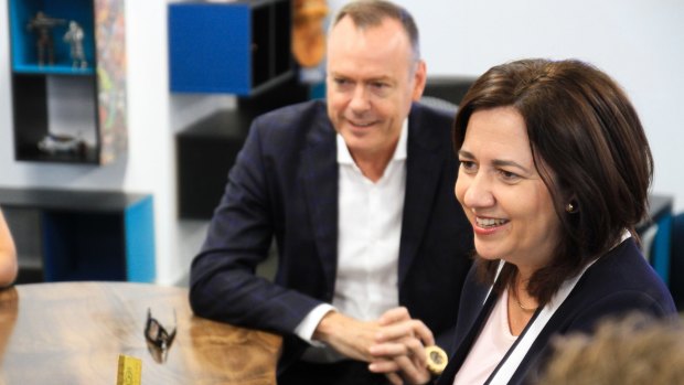 Queensland Premier Annastacia Palaszczuk and Domino's CEO Don Meij unveil the company's new DLAB innovation hub in Brisbane.