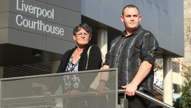 Offender, 28 yr old Adam Gage with his Mum Rosann Swarbrick outside Liverpool Local Court during a break during Domestic Violence day on June 30, 2015 in Sydney, Australia. 
