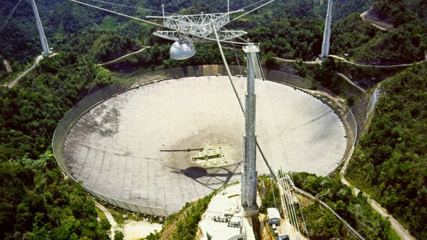 The Arecibo telescope in Puerto Rico.