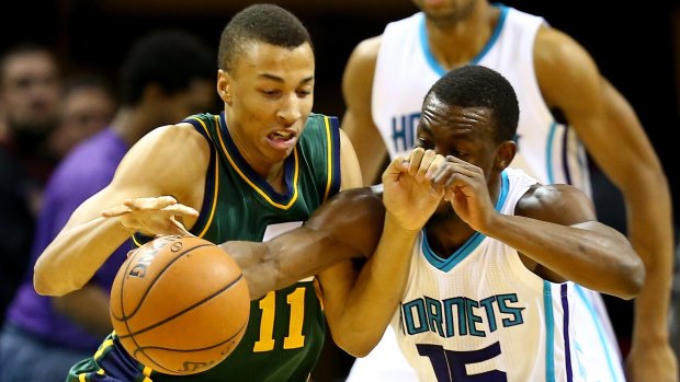 Dante Exum (left) is one of two Aussies playing for Utah Jazz.