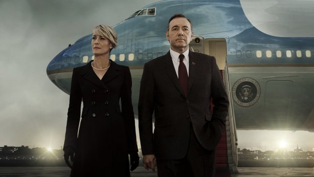 Kevin Spacey and Robin Wright in the Netflix TV drama <i>House of Cards</i>.