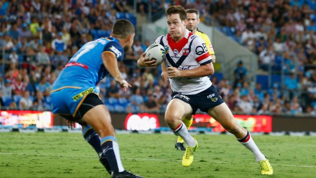 Stepping up: Luke Keary is full of running against the Titans. Mitchell Pearce says he is enjoying teaming up with his new halves partner.