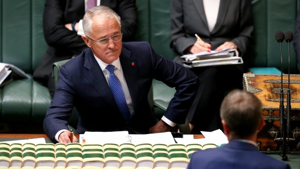 Prime Minister Malcolm Turnbull faces down Opposition Leader Bill Shorten. 