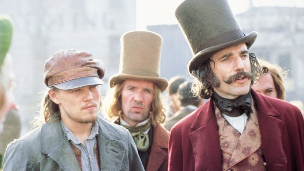 Leonardo DiCaprio and Daniel Day Lewis in <i>Gangs of New York</i>, one of six collaborations between Sandy Powell and Martin Scorsese.