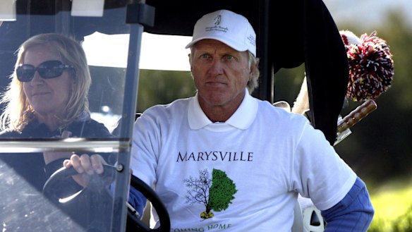 Greg Norman with Chris Evert  at the Heritage Golf  and Country Club  in  2009. 