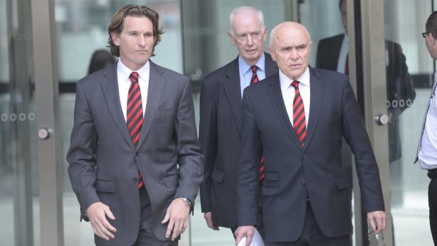Essendon chairman Paul Little, right, and coach James Hird were playing a high stakes game in the Federal Court.