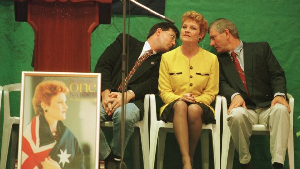 The Ipswich MP with party co-founders David Oldfield and David Ettridge in 1998.