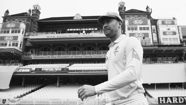 Farewell Pup: Michael Clarke walks out for a charity game ahead of his last Test.