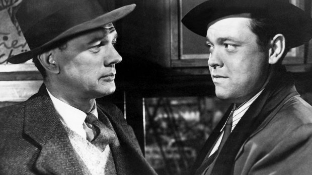 Joseph Cotton (left) and Orson Welles in <i>The Third Man</I>. Welles had a reputation for not completing projects.