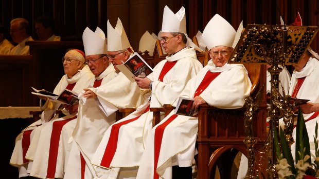 Priests at Saturday's Mass.