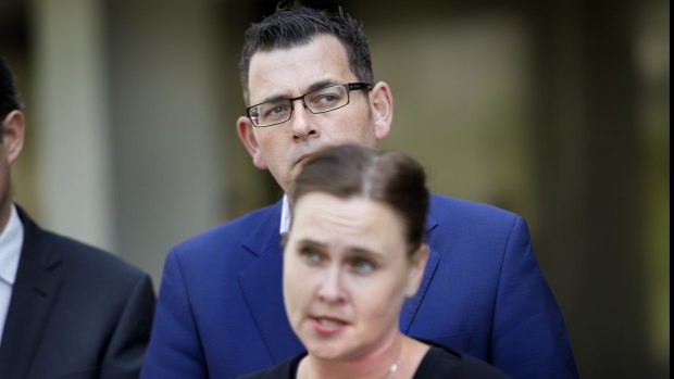 Premier Dan Andrews with former frontbencher Jane Garrett. 