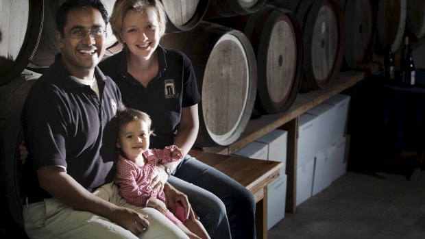 Silos Estate's Rajarshi Ray with his wife Sophie and daughter Zoe.