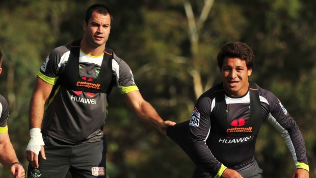 David Shillington and Josh Papalii when they were Canberra Raiders teammates in 2013. 