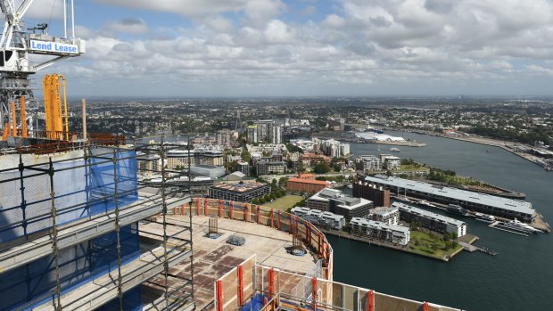 Parking dilemma: View from the top of Tower 2 of the Barangaroo South Lend Lease construction site.