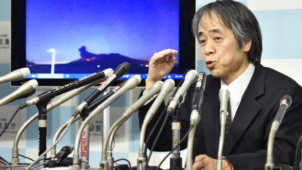 Japan Meteorological Agency volcanology division director Sadayuki Kitagawa talks about the eruption on Friday evening.